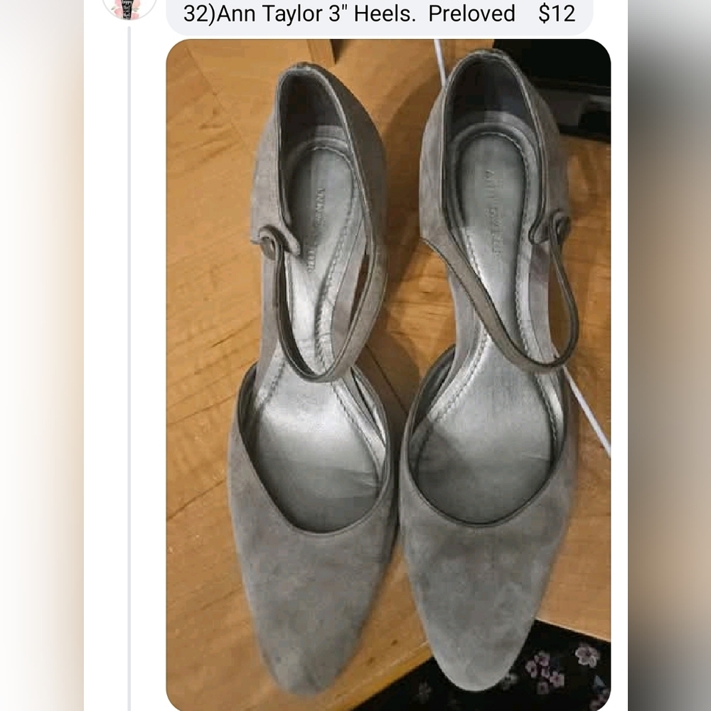 Ann Taylor Gray Heels with Ankle Strap